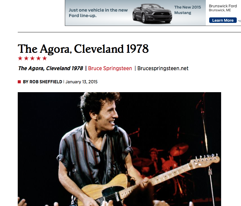 Bruce Springsteen & The Street Band live @ “The Agora, Cleveland, 1978” gets a 5 star review from Rolling Stone Magazine.