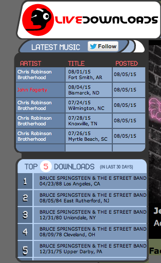 Bruce Springsteen & the E Street Band live recordings own the Top 5 spots at www.livedownloads.com.