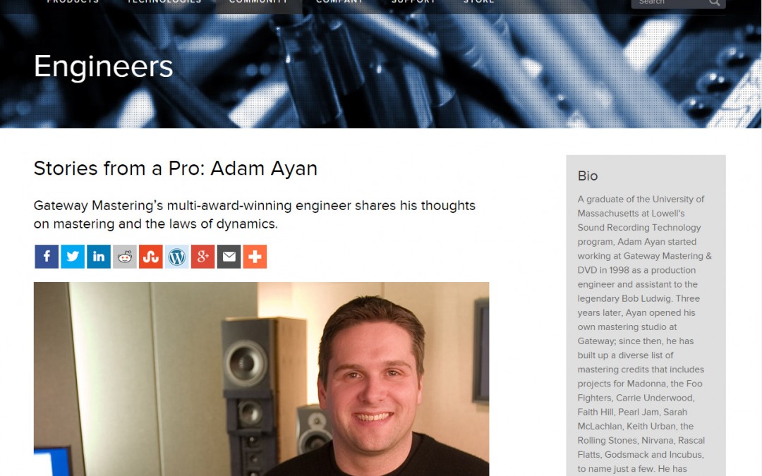 Adam Ayan is featured on iZotope’s website for their “Stories From A Pro” series.