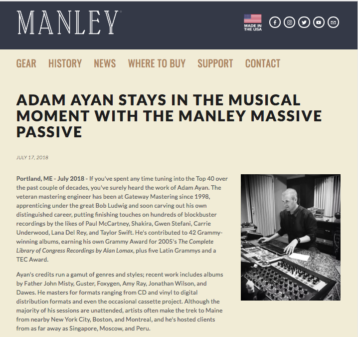 Adam Ayan profiled on Manley Labs website.